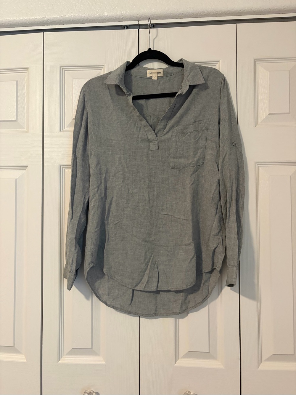 Cloth & Stone grey Long Sleeve Rolled sleeve Tunic top Sz Medium 100% viscose